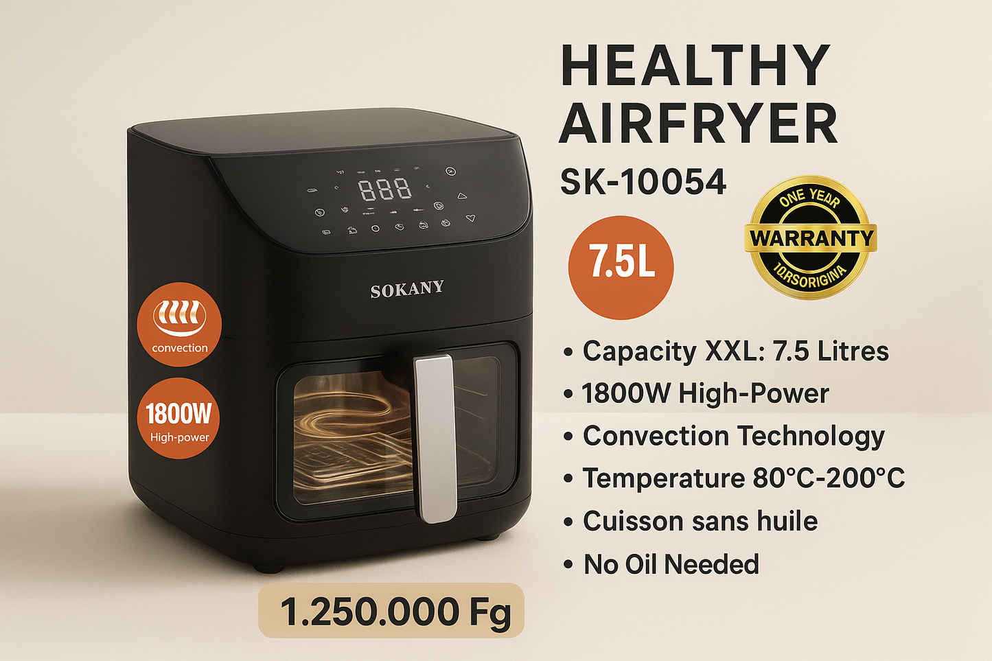 SOKANY Healthy Airfryer 7.5L (SK-10054)