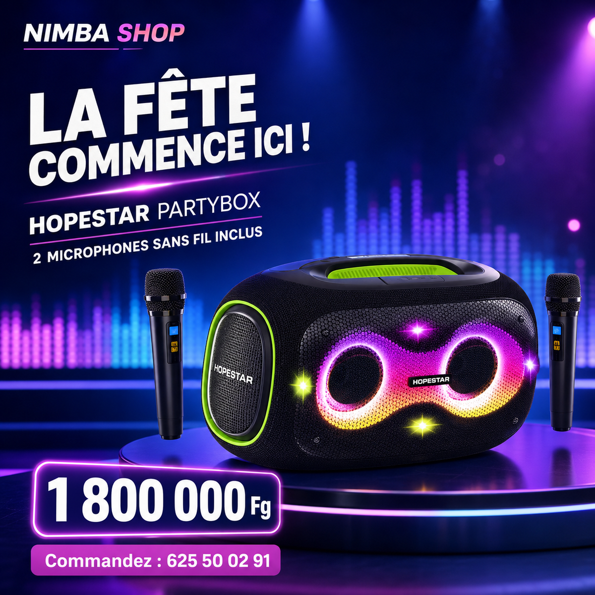 Enceinte HOPESTAR PartyBox avec microphones sans fil