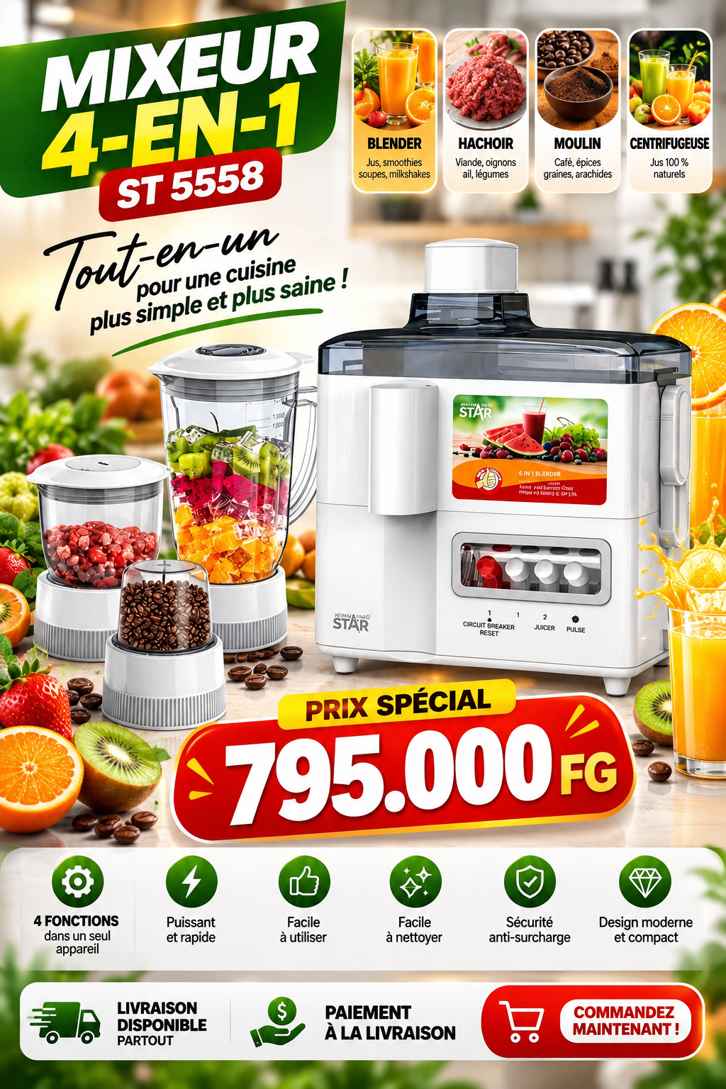 🥤 Mixeur Multifonction 4-en-1 ST 5558