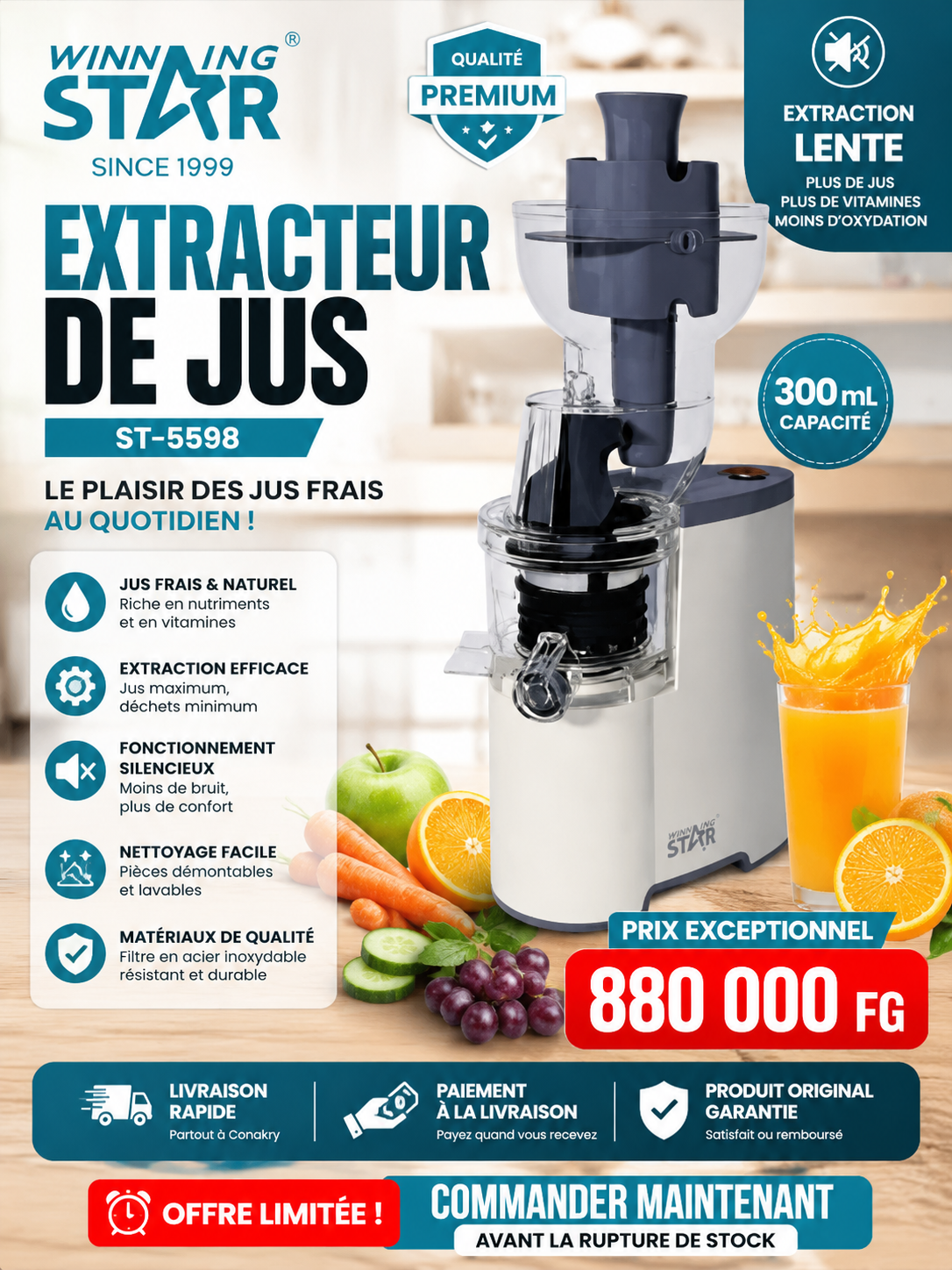🍊 Extracteur de Jus Winning Star ST-5598