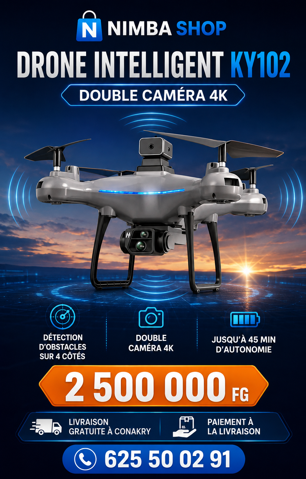 Drone Intelligent KY102 à Double Caméra – Voyez le monde autrement
