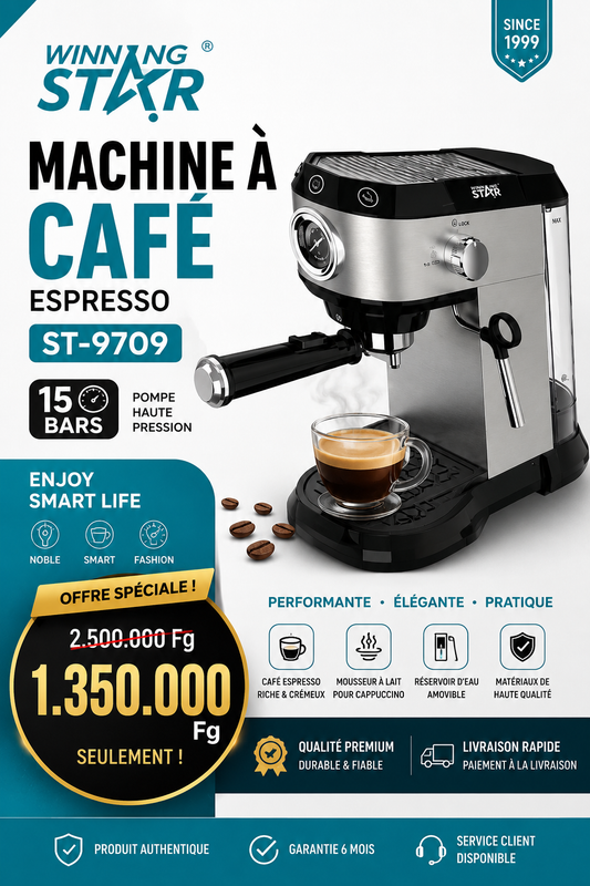 ☕ Machine à Expresso Winning Star ST-9709 – Le Café de Barista à la Maison