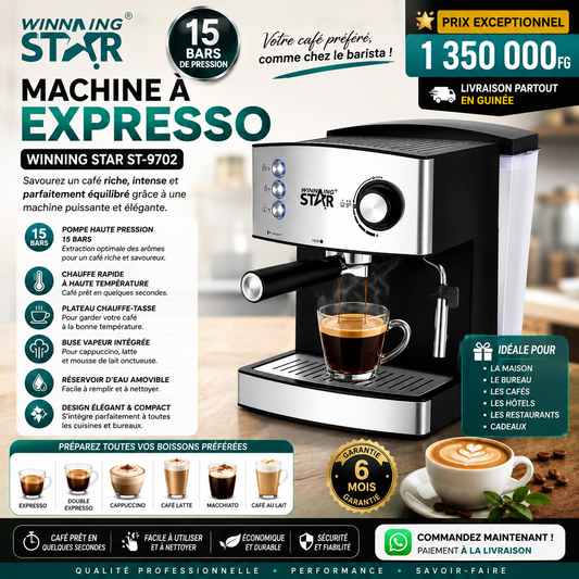 ☕ Machine à Expresso Winning Star ST-9702 – 15 Bars