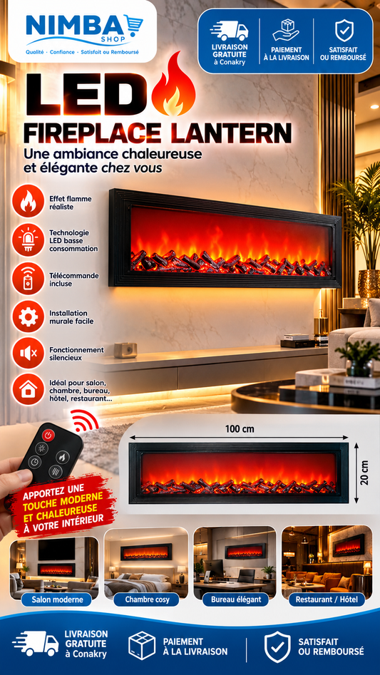 🔥 CHEMINÉE ÉLECTRIQUE LED MURALE – LED FIREPLACE LANTERN