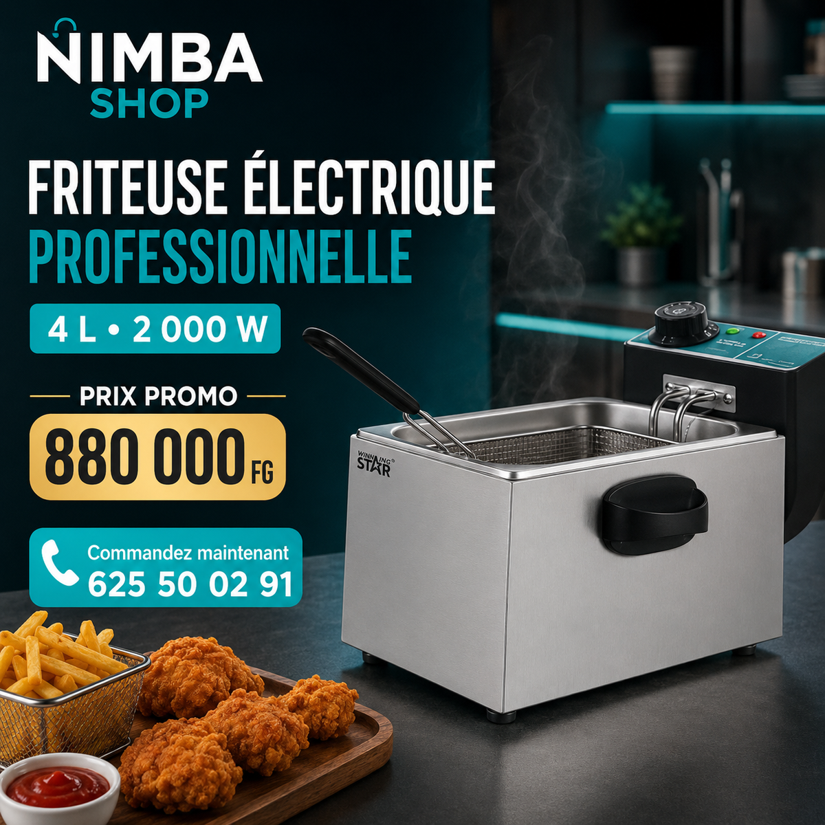 Friteuse électrique Winning Star ST‑9203 – 4 L / 2 000 W