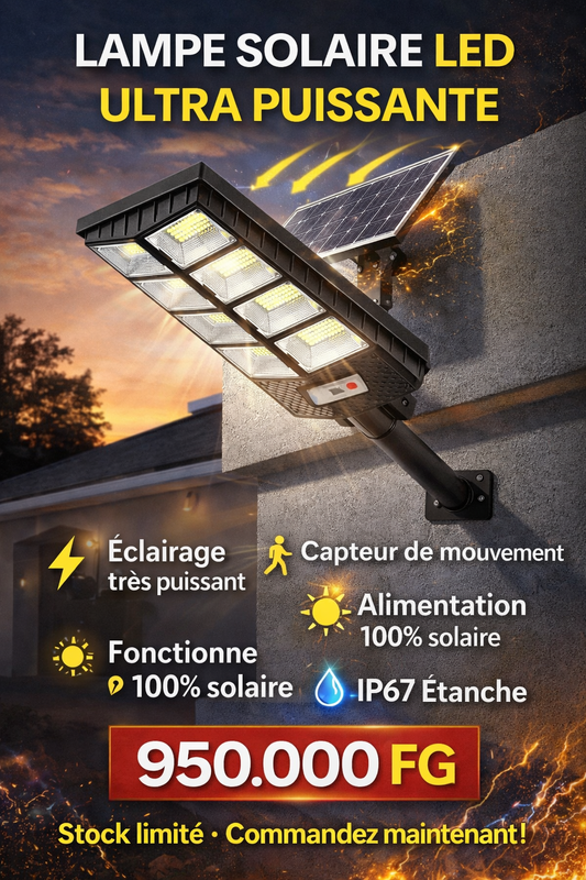 🔥 🌞 Lampadaire Solaire 400W NEWVEW NV-L633 – IP65 | Détecteur de Mouvement + Télécommande