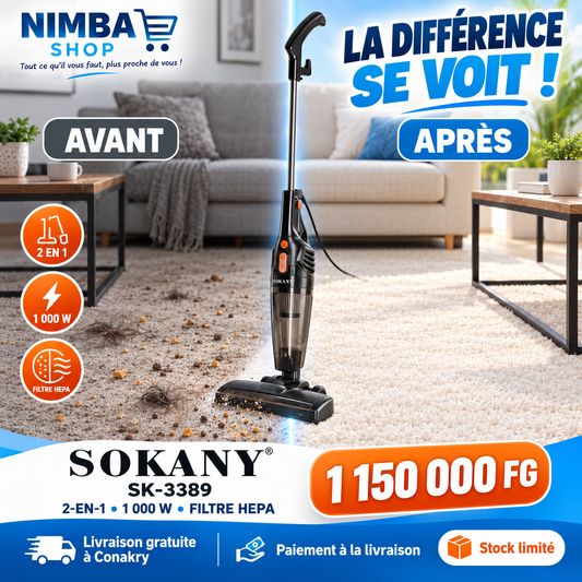 Aspirateur-balai 2-en-1 SOKANY SK-3389 – 1 000 W