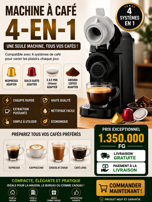 🚨 ☕ Machine à Café 4-en-1 Premium 🚨