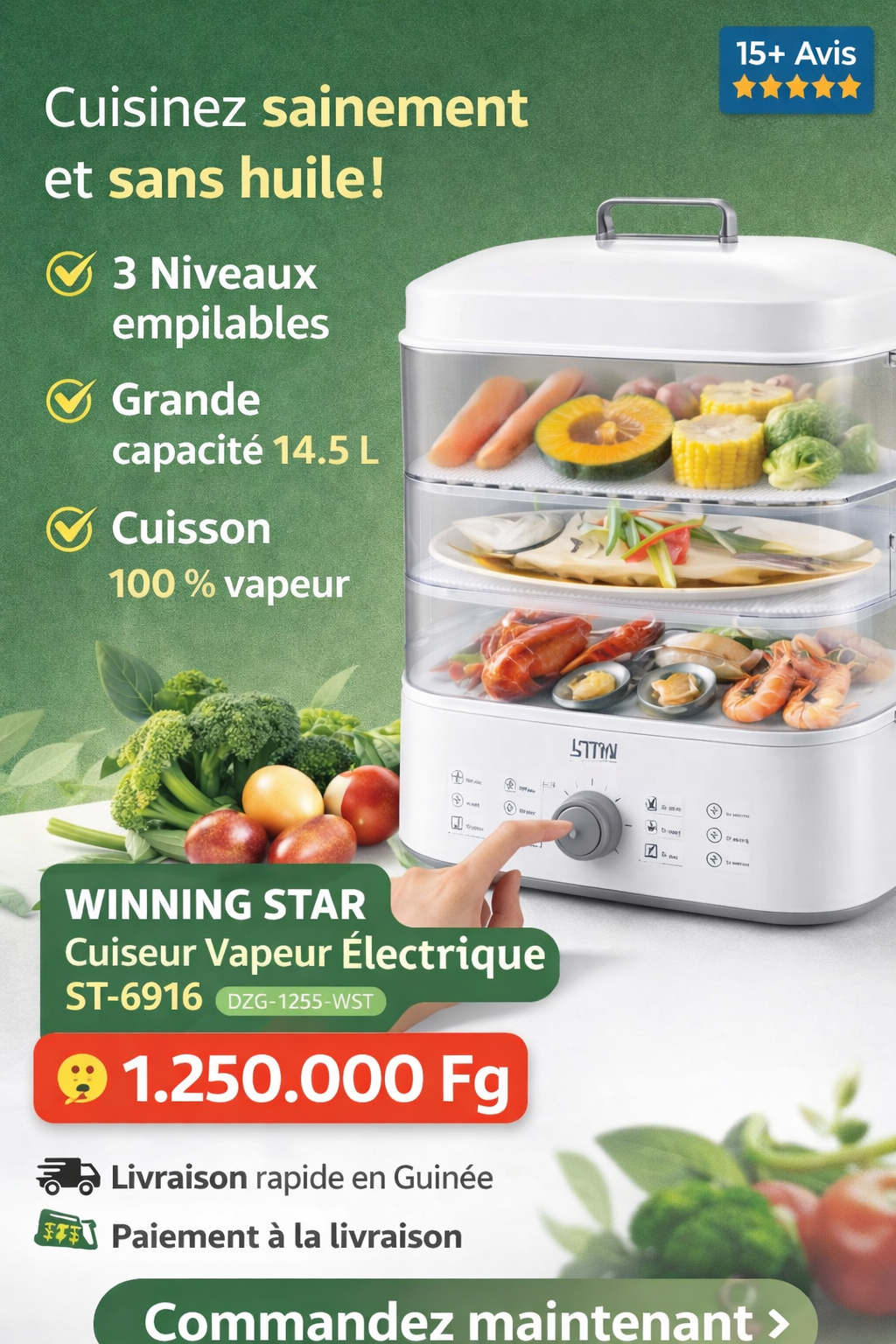 🍲 Cuiseur Vapeur Multifonction – Cuisine Saine & Rapide