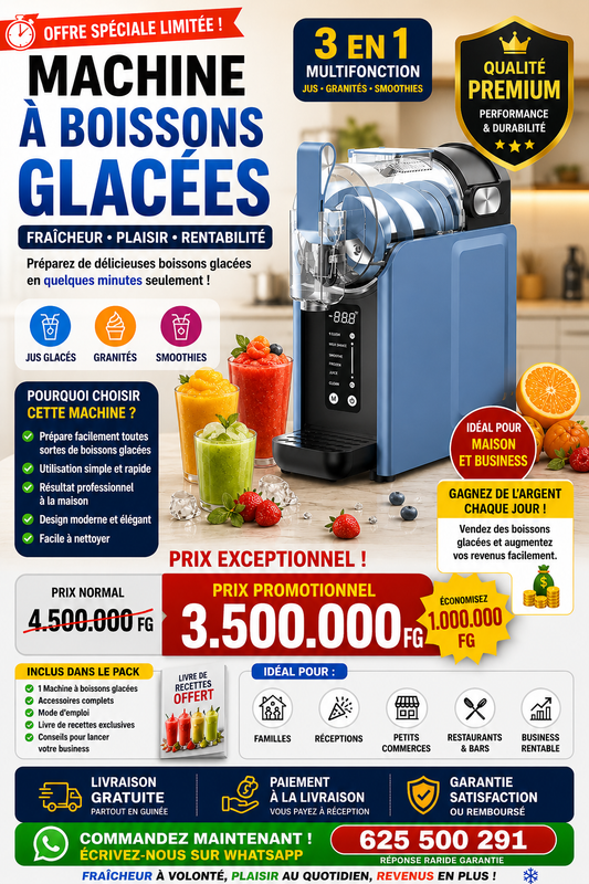 🍹 MACHINE PREMIUM À BOISSONS GLACÉES MULTIFONCTION